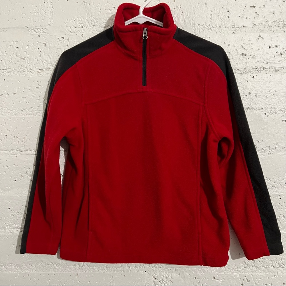 5/$25 Tek Gear Boys Jacket Pullover M 10/12 Red 1/4 Zip Fleece F9